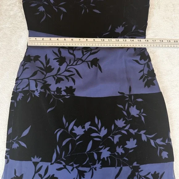 Vtg 90s Dark Romantic Dress Womens 12 Blue Velvet Burnout Cocktail Ethereal Goth - Picture 7 of 10